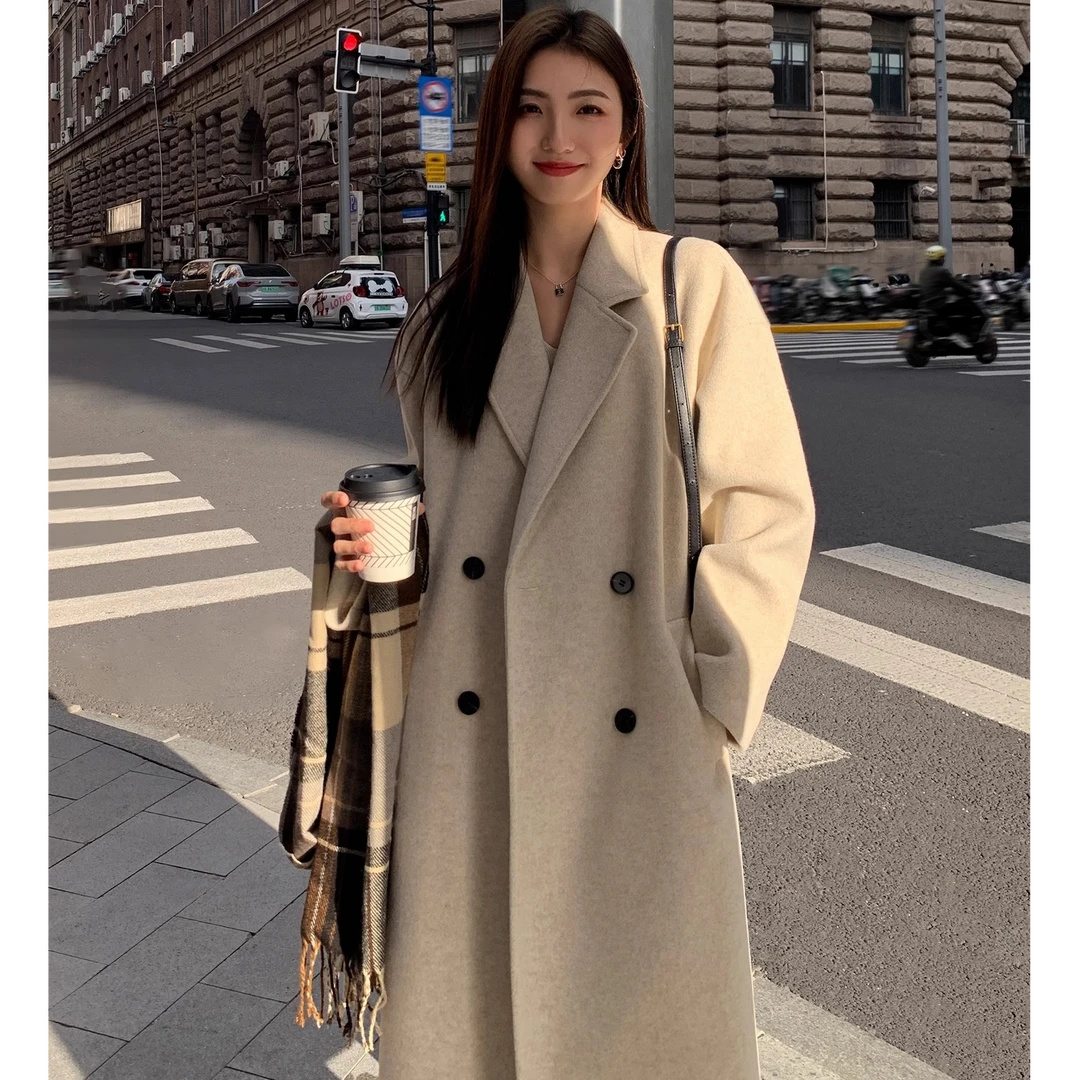 高级感中长款毛呢外套女2024秋冬新款小个子韩版宽松加厚呢子大衣