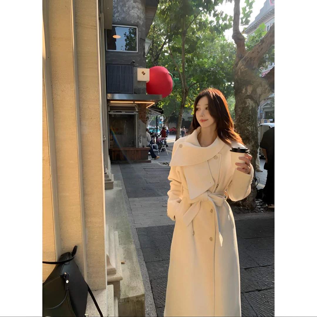 小香风高级感长款毛呢外套女赫本风2025秋冬气质收腰网红呢子大衣