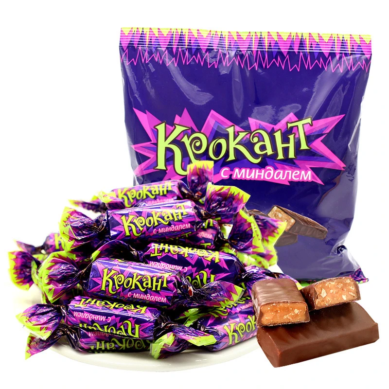 俄罗斯原装进口KDV巧克力味夹心糖紫皮糖500克/袋