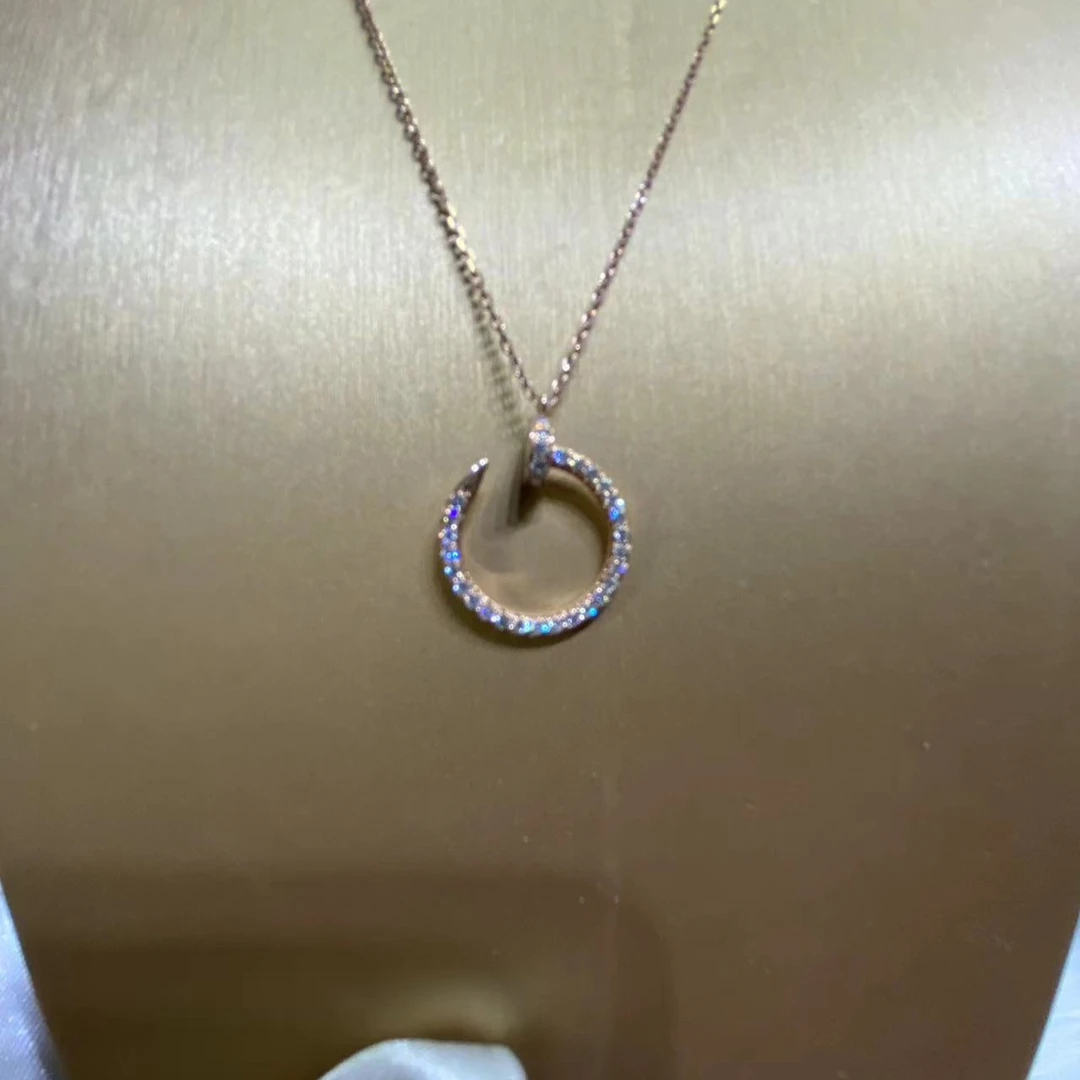 【合成/培育】18k玫瑰金钉子满钻项链