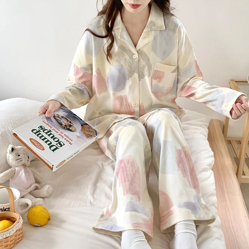 甜美文艺风睡衣女2024年春秋新款长袖家居服套装可外穿