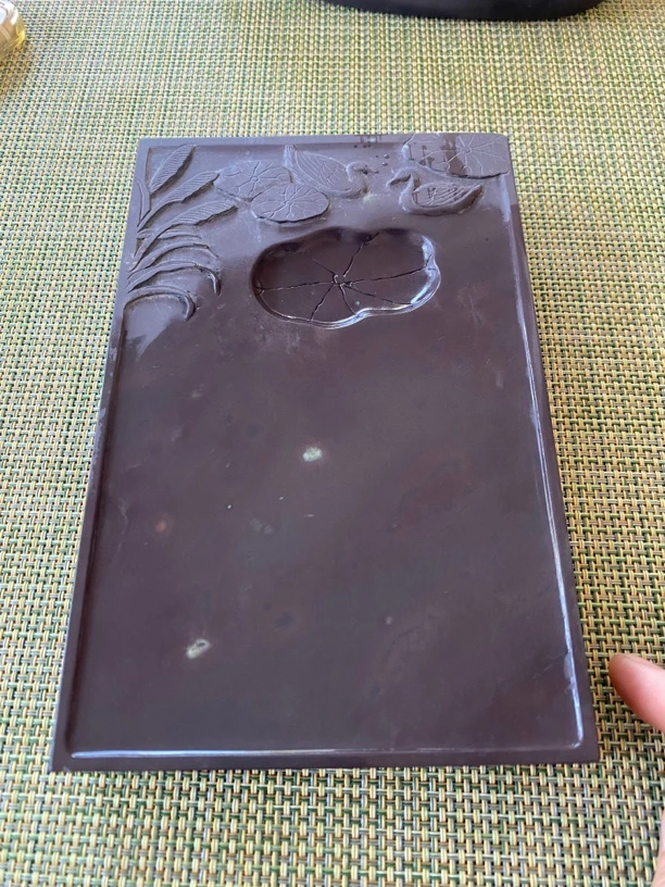 端砚-鸳鸯戏水（坑仔岩）尺寸：17.8*11.5*2.7cm