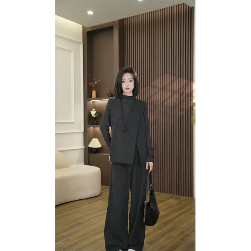 【小爽Shea】秋冬新款无袖打底上衣打底衫显瘦高级感气质四件套装