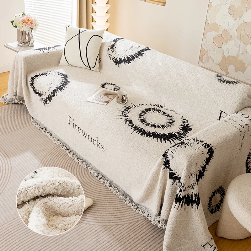 冬款毛毛纱沙发巾2023年新款高档座垫毯防滑全包万能沙发套罩盖布