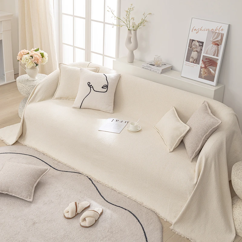 纯色沙发巾盖布防猫抓雪尼尔沙发垫子防滑全包万能套罩一体式盖毯