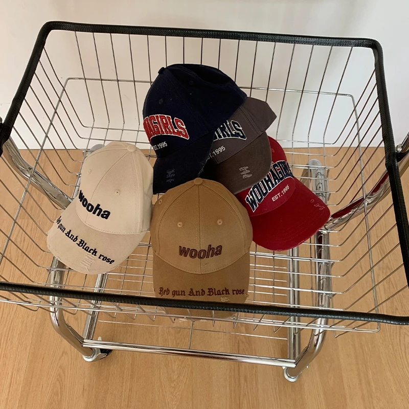 WooHa/吾哈新款时尚撞色logo刺绣棒球帽子百搭T恤
