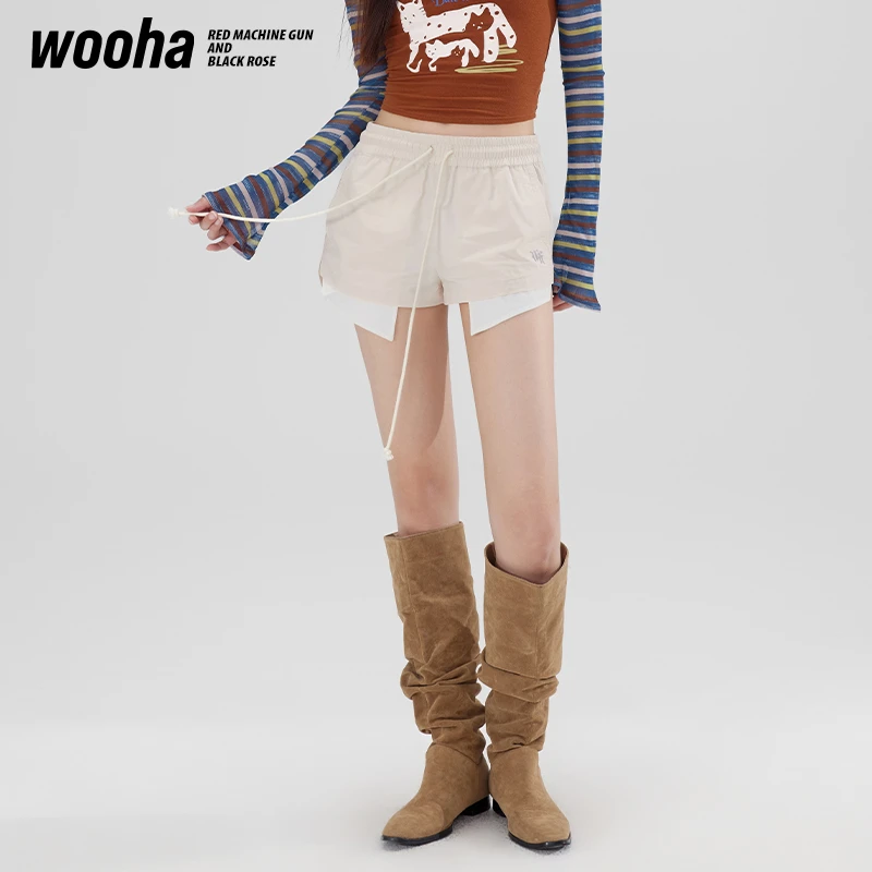 WooHa/吾哈春夏新款潮酷街头感辣妹休闲短裤女