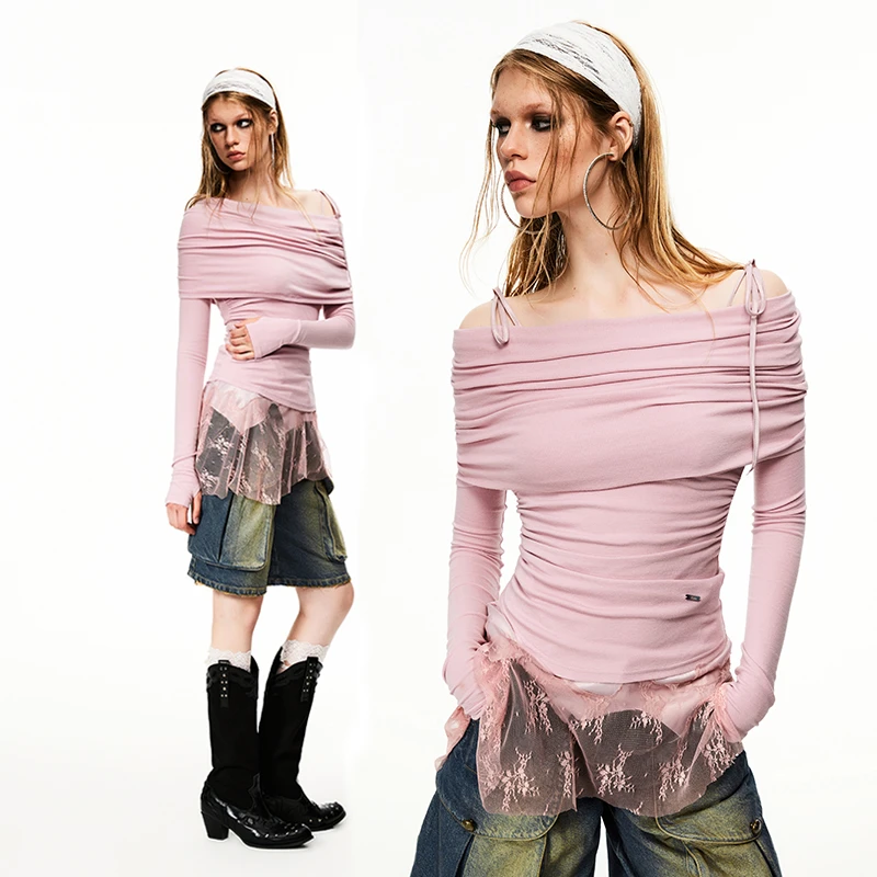 wooha 吾哈2024冬季新款荡领长袖T恤