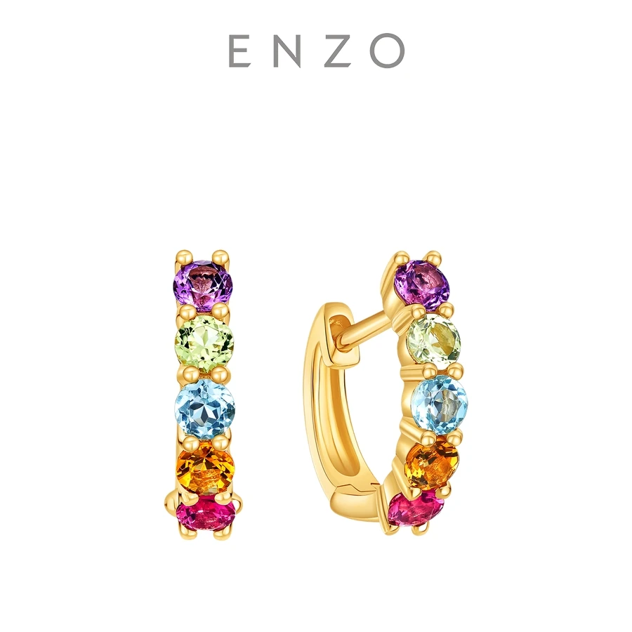 【周大福】ENZO18K金多彩宝石耳环女碧玺紫黄晶橄榄石耳环@EZV5165