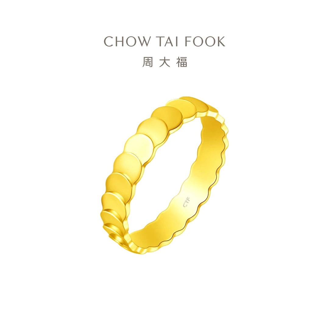 【周大福】爆闪蹦迪鱼鳞黄金戒指计价工费360@F227390
