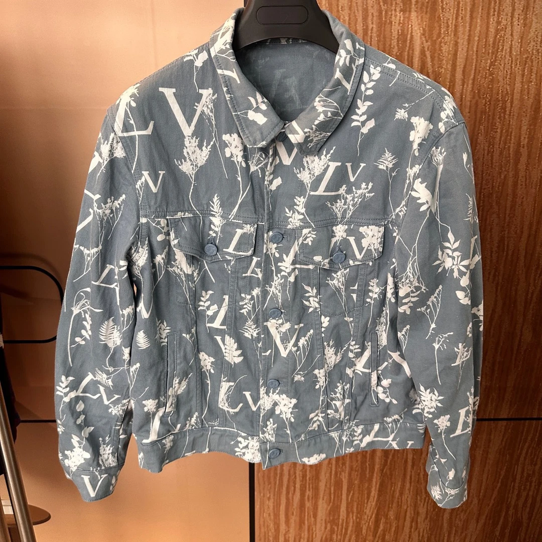 Louis Vuitton LV 路易威登 蓝色麦穗满印logo牛仔外套 52码 98新