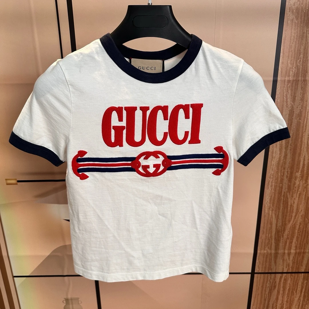 古驰 Gucci 新款 白色刺绣腰带短袖 XS码 99新