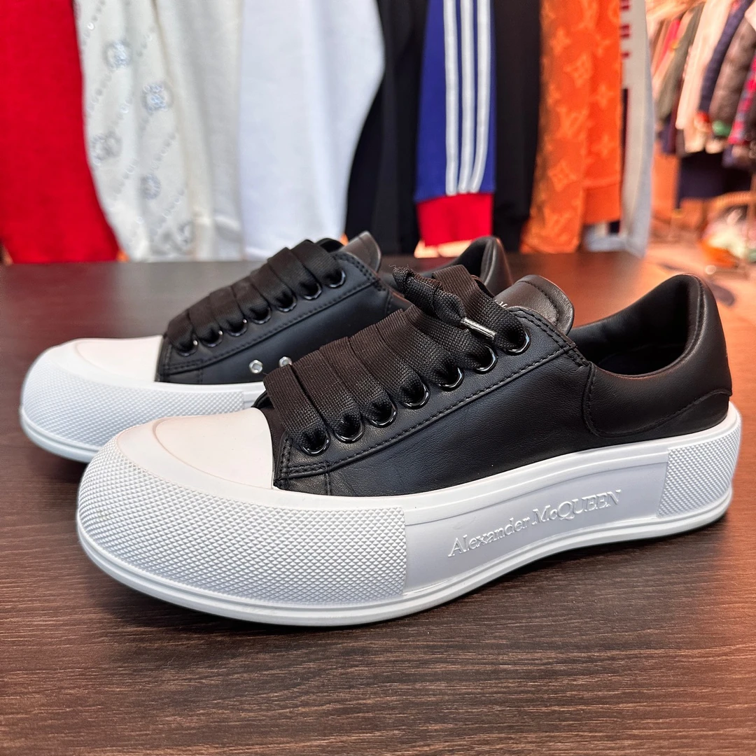 Alexander McQueen 麦昆 黑白皮革板鞋 39码 98新