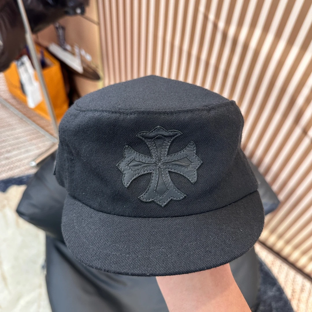 克罗心 Chrome Hearts 拼皮十字花卷轴贝雷帽 95新 帽围53-60