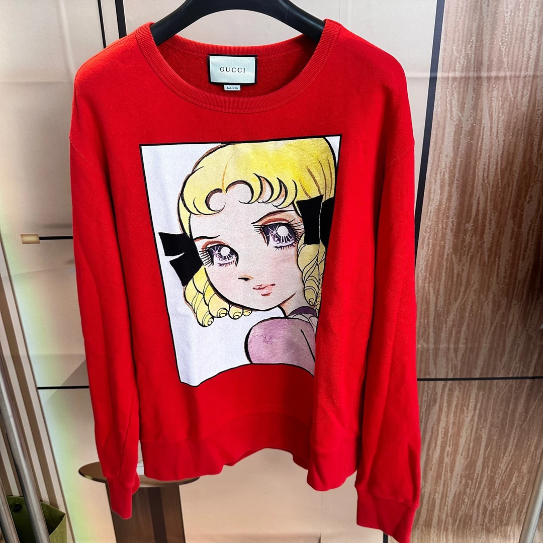 古驰 Gucci 红色美少女圆领卫衣 M码 99新