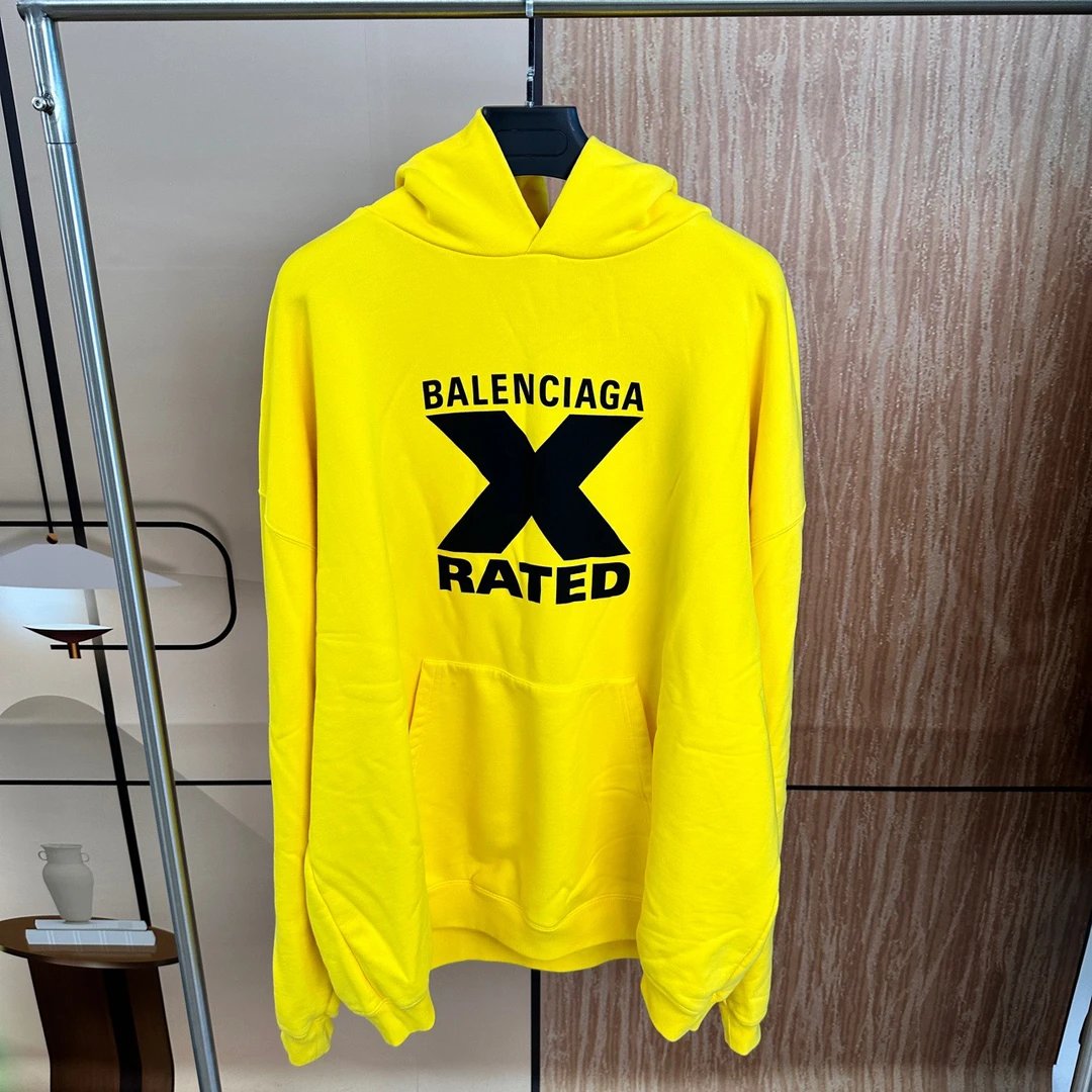 巴黎世家 Balenciaga 联名款 黄色X帽衫 XS码 99新 DF000373