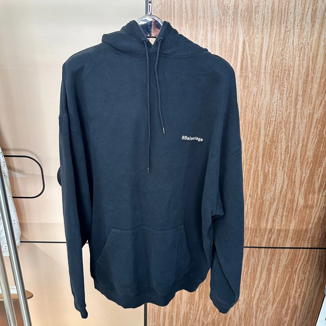 巴黎世家 Balenciaga 黑色双b刺绣logo帽衫 M码 95新