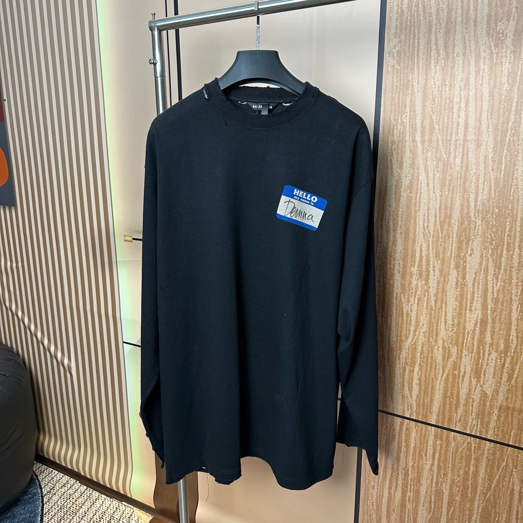 巴黎世家 Balenciaga x AppleMusicDemna黑色签名破坏长袖M码99新
