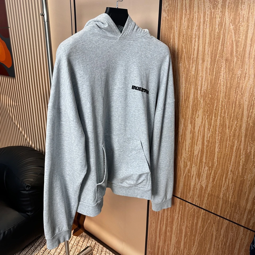 巴黎世家 Balenciaga 灰色反转刺绣logo帽衫 1码 99新 DF000740