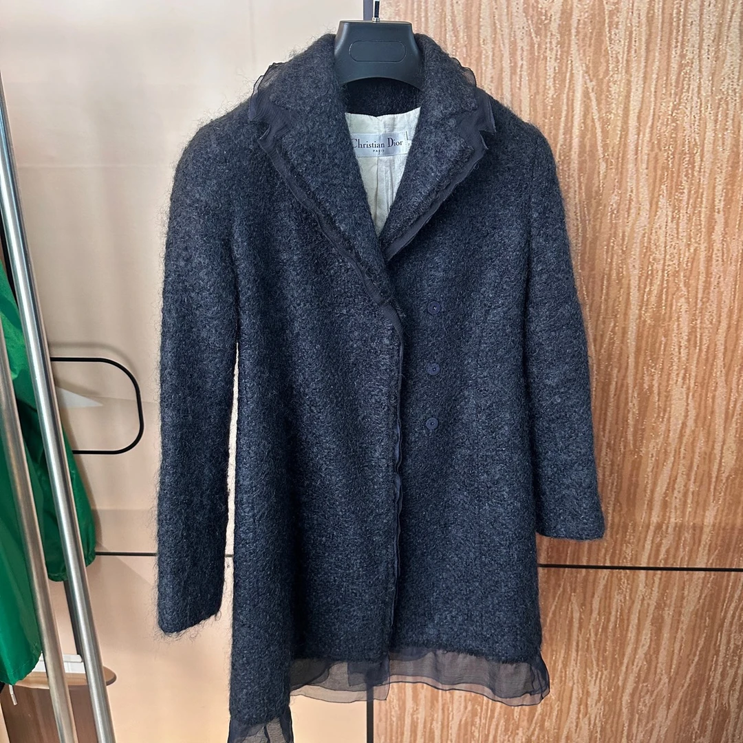 迪奥 Dior 黑色羊毛编织大衣 38码 99新