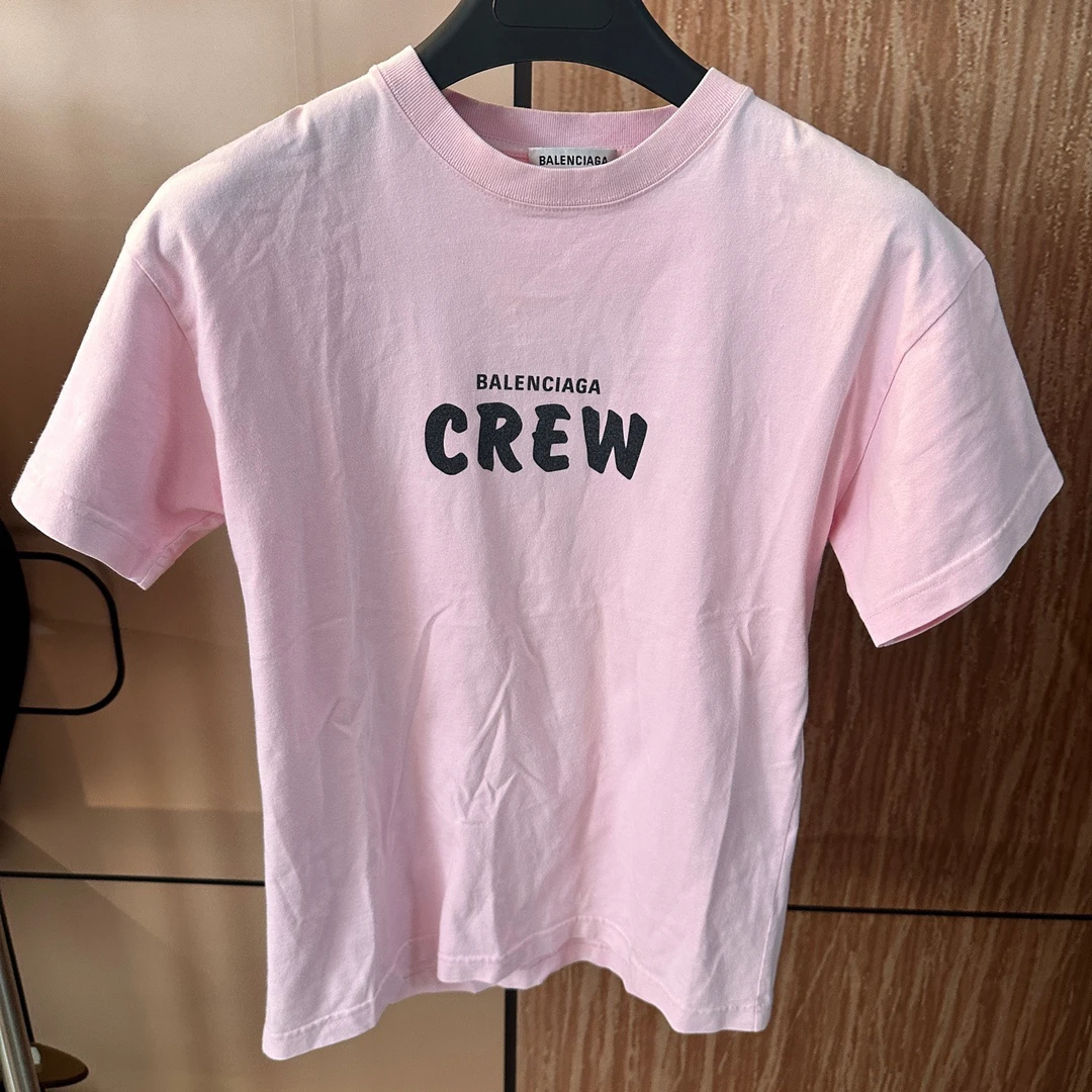 巴黎世家 Balenciaga 粉色crew字母印花短袖 XS码 95新