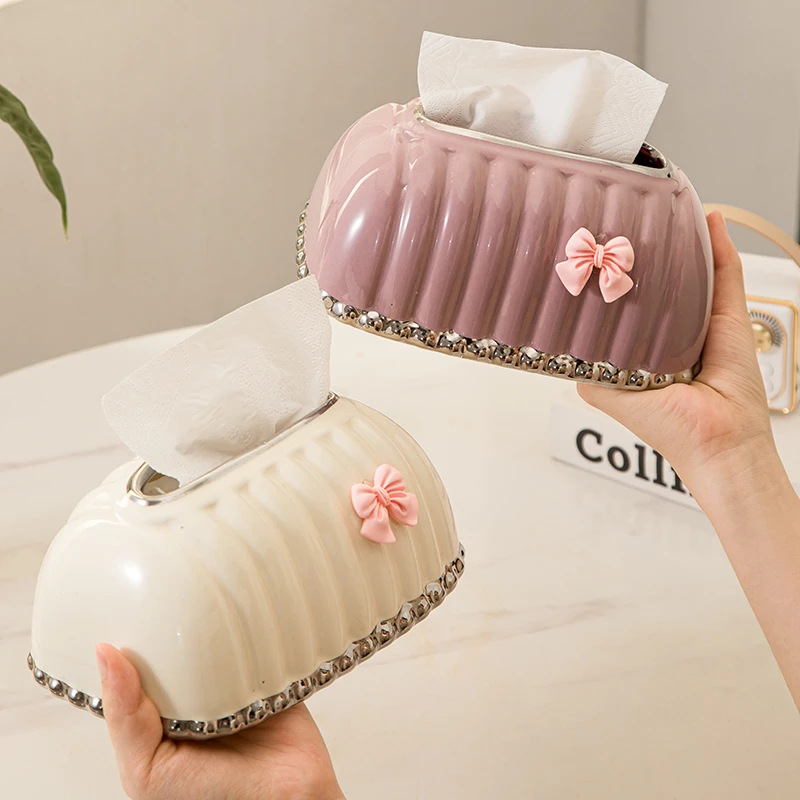 创意陶瓷纸巾盒客厅高档奶油风抽纸盒家用茶几收纳盒高颜值纸抽盒