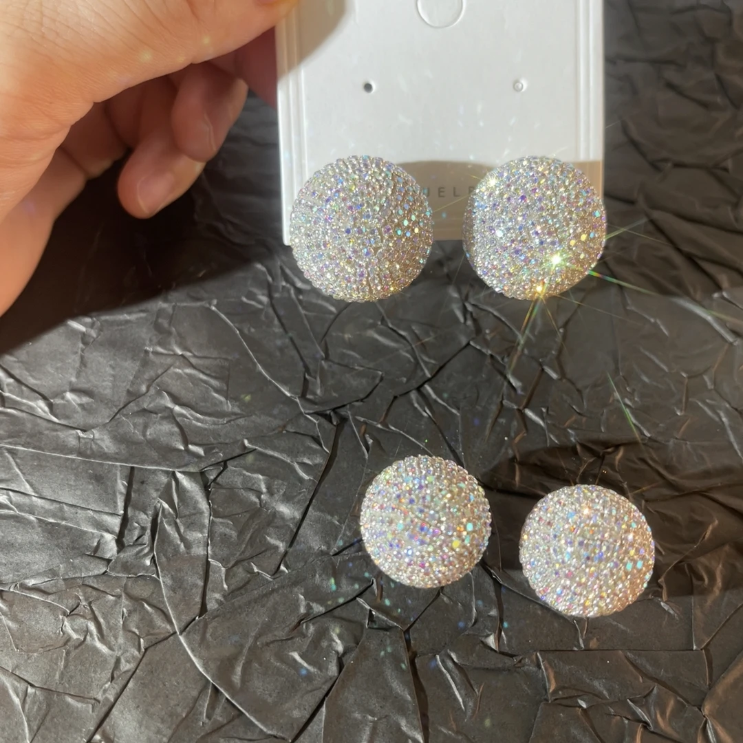 铜合金耳饰 自带闪光灯款满钻耳扣耳钉耳饰轻奢时尚百搭