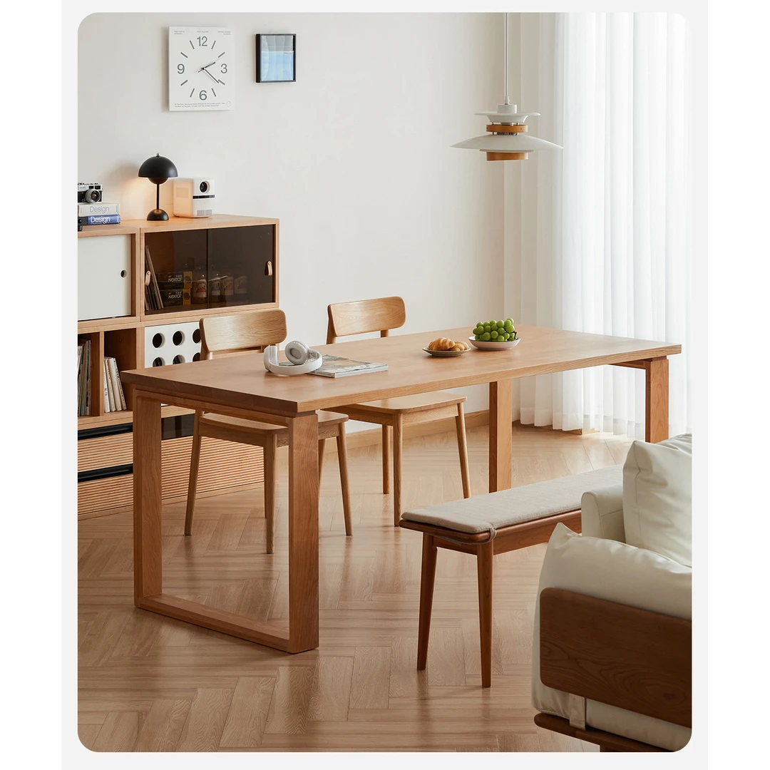 低价】蓝鲸餐桌加厚北欧日式家用小户型长桌樱桃木工作台大板桌