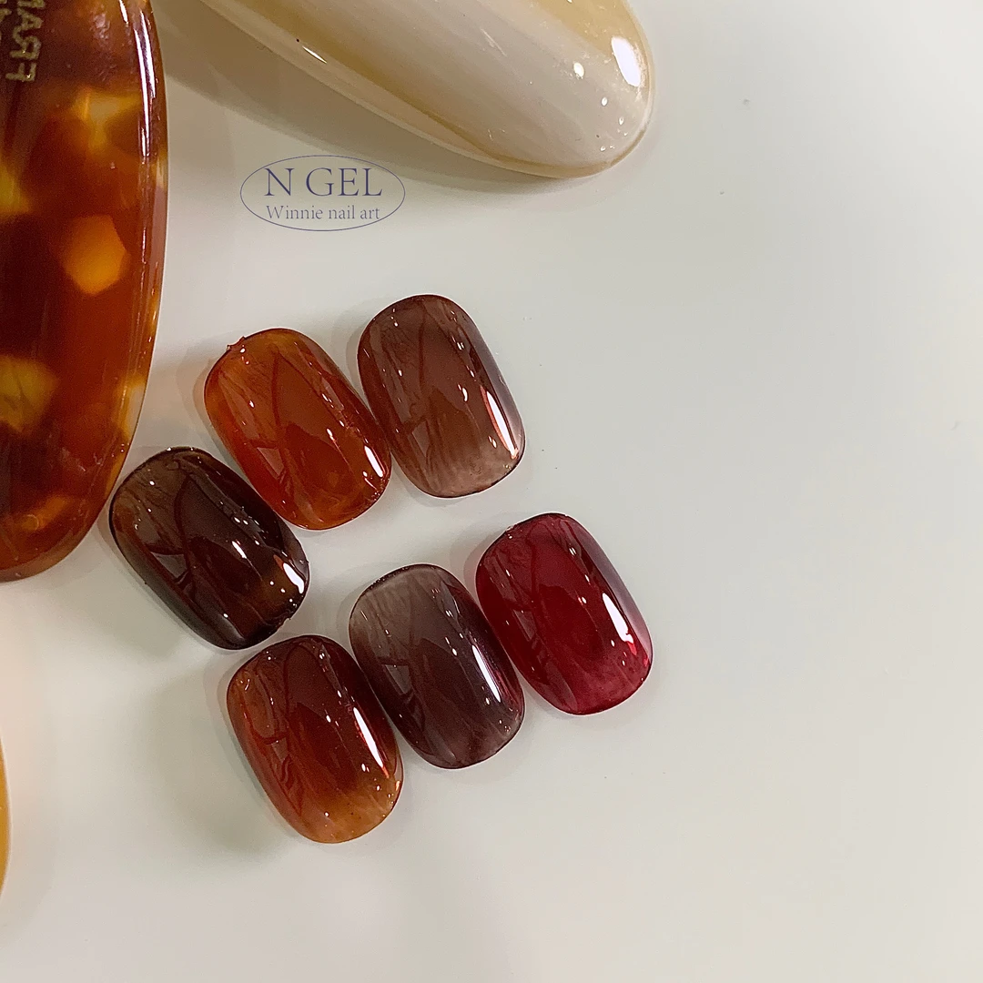 N GEL秋冬新品琥珀甲油胶 焦糖晕染 玳瑁色胶手工