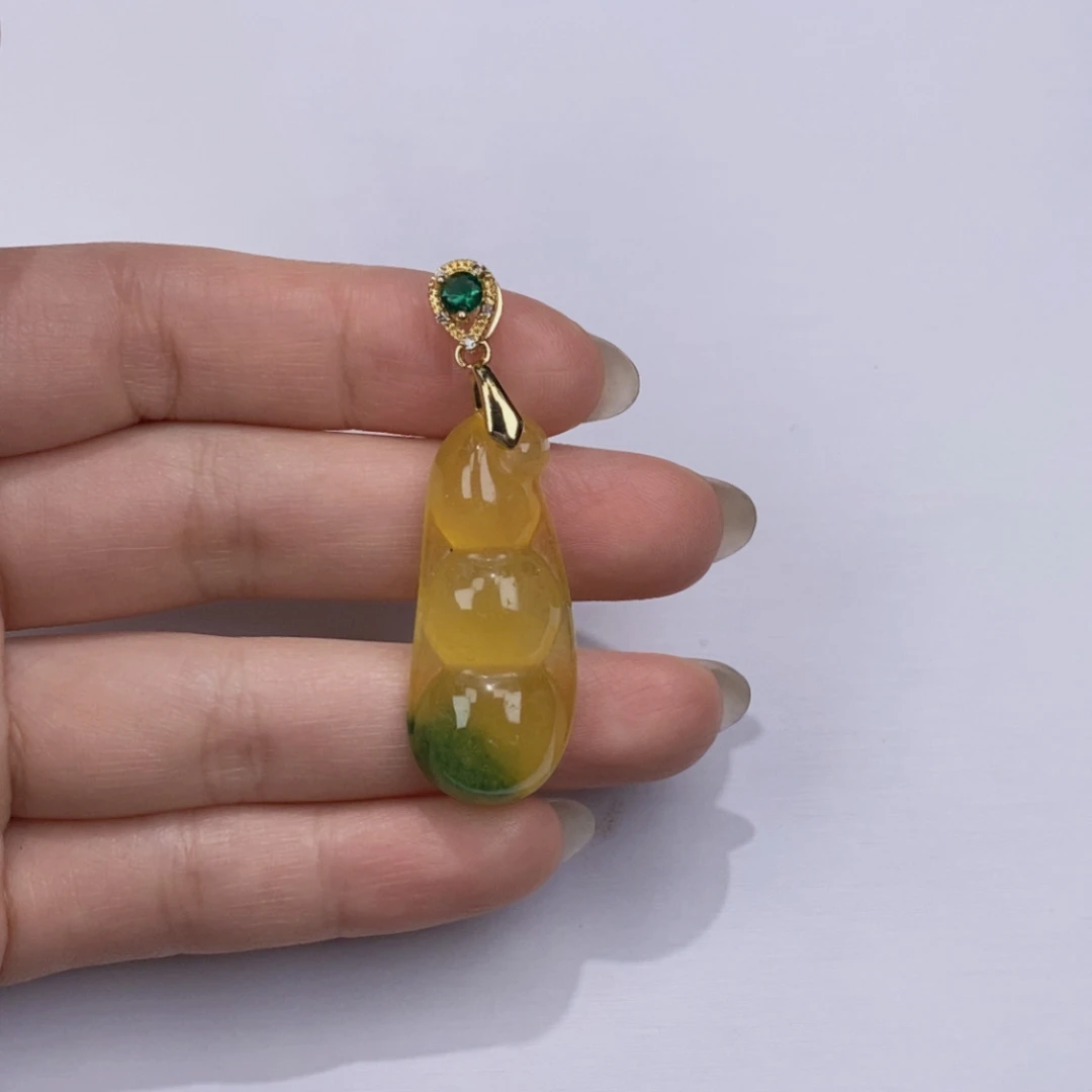 （珠宝严选） D055黄绿豆子吊坠精致气质挂饰女款