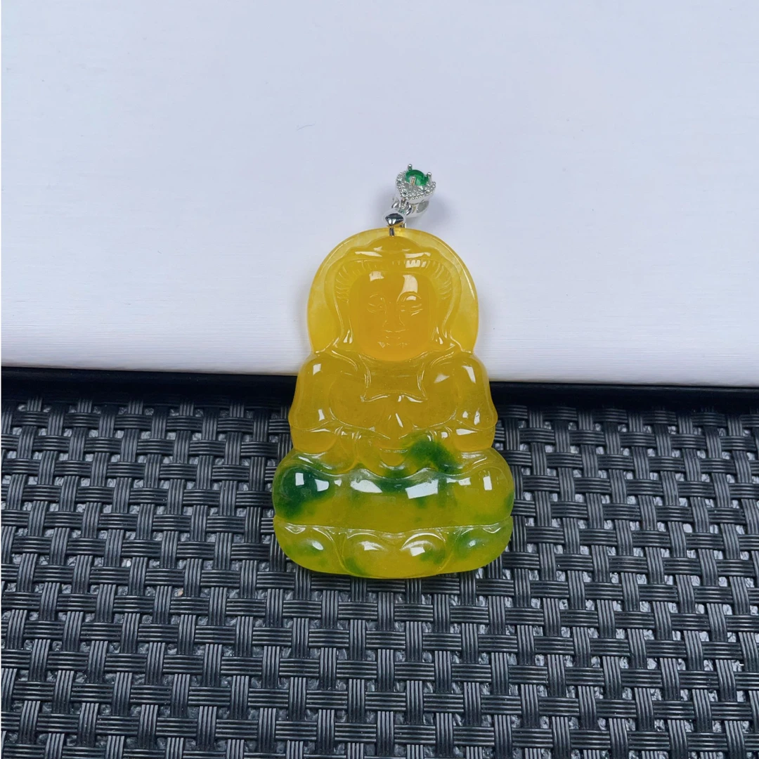 （珠宝严选） D092黄绿观音吊坠多样性发一