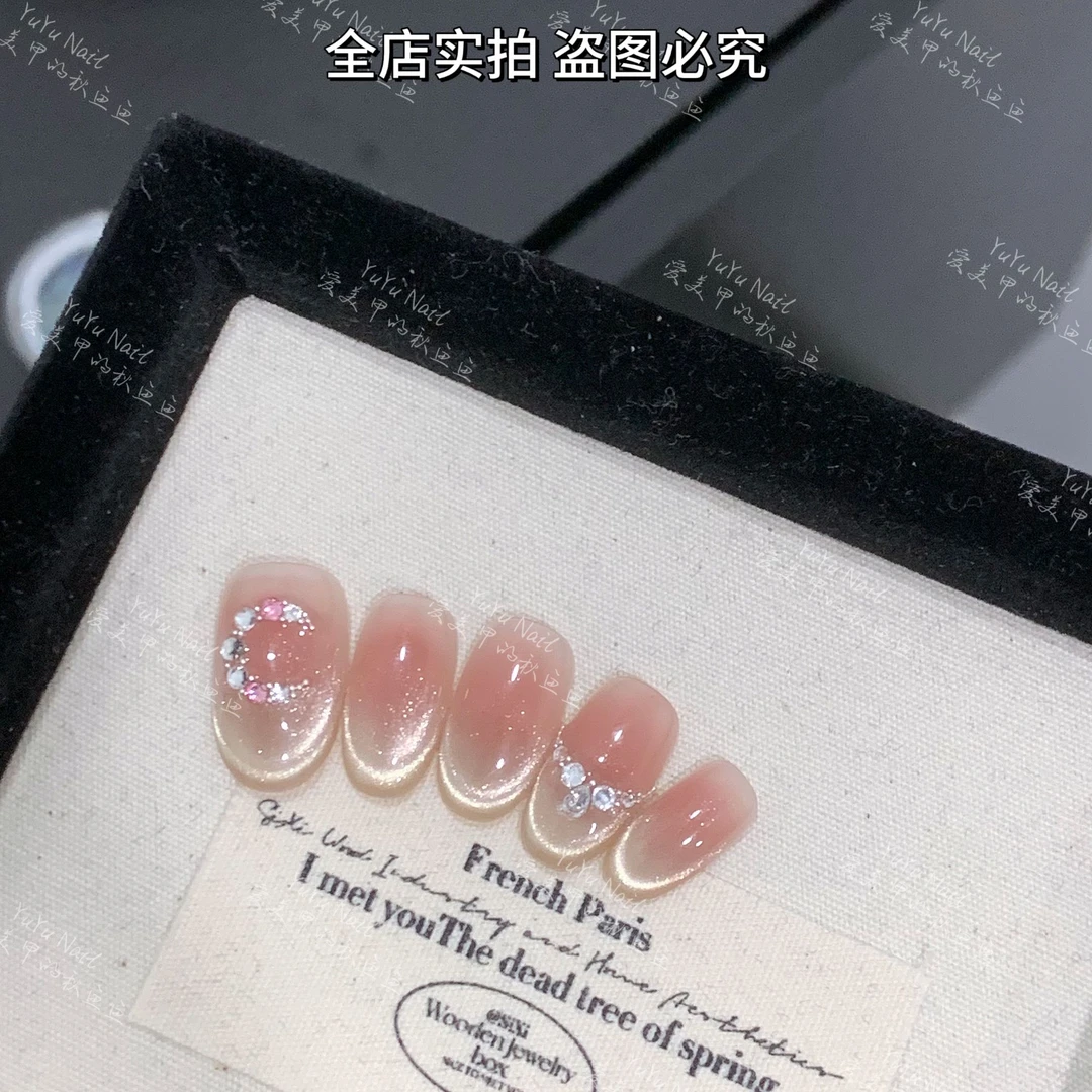 现货YUYU -【月落星沉】 -纯手绘法式系列-小众设计师手工穿戴甲