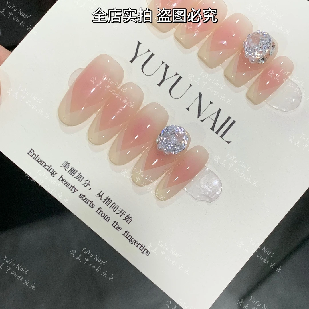 现货YUYU -【千禧玫瑰】 -千禧玫瑰锆石钻华子-手工穿戴甲