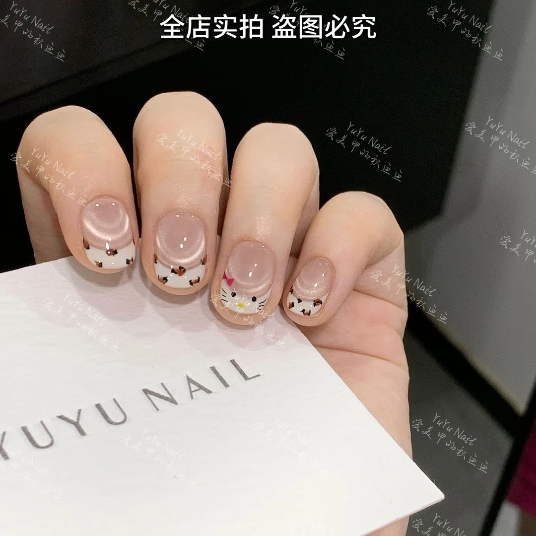 现货YUYU -【凯蒂豹豹】 -手绘豹纹kitty 猫-小众设计师手工穿戴甲