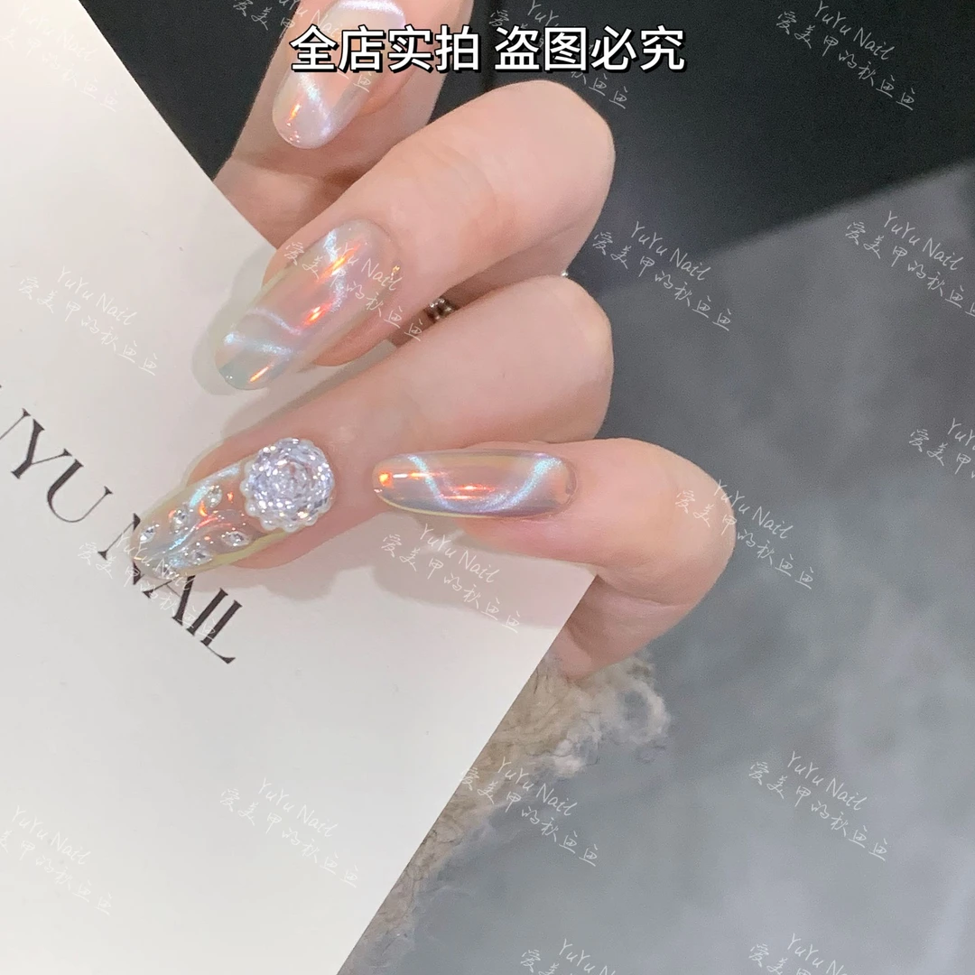 YUYU -【波光粼粼】 -豹纹猫眼跳色系列-小众设计师手工穿戴甲