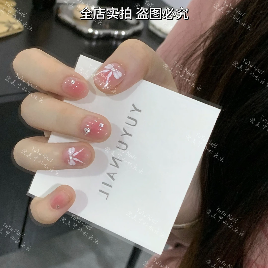 现货YUYU -【玲珑】 -手绘蝴蝶结国华钻超闪-小众设计师手工穿戴甲