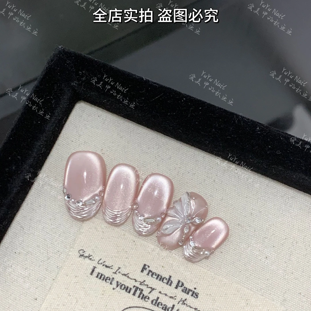 清YUYU -【冰封蝴蝶】 -纯手绘法式系列-小众设计师手工穿戴甲