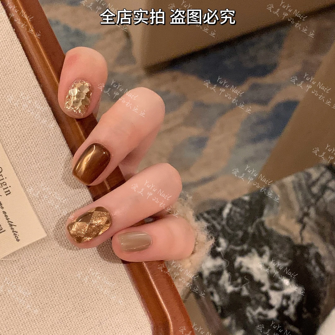 现货YUYU -【罗马假日】 -棋盘格猫眼系列-小众设计师手工穿戴甲