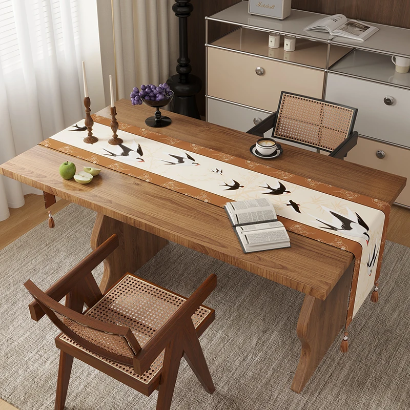 现在中式餐桌桌旗高级感防水防油桌布长条形茶旗家用餐桌茶几台旗