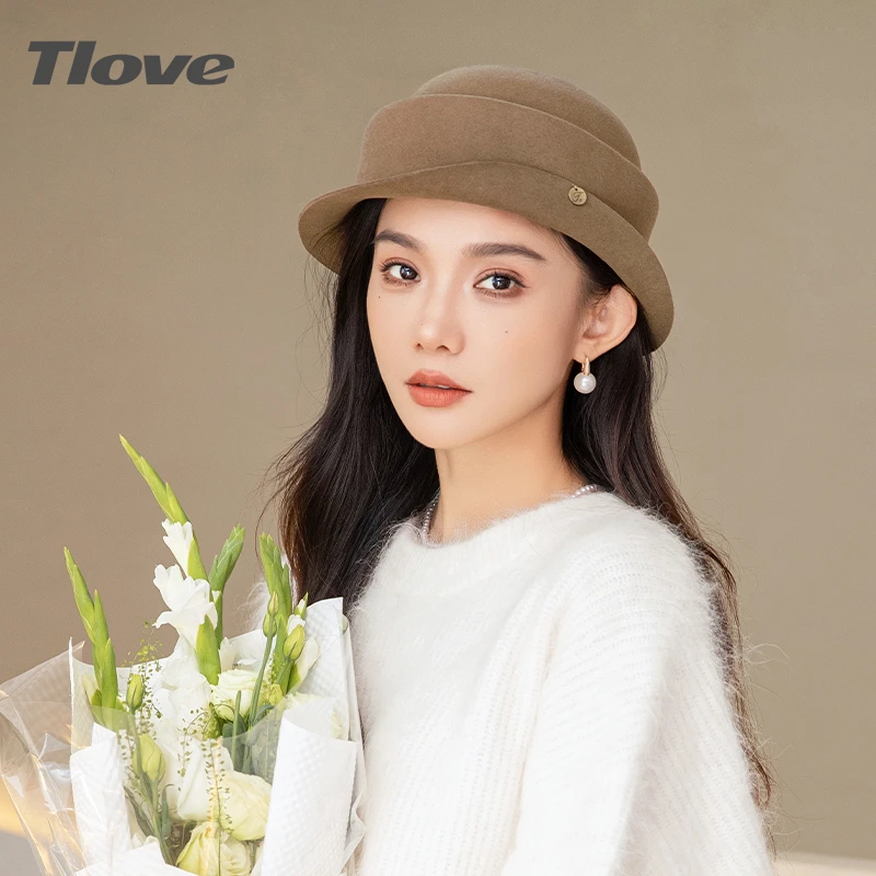 9545+秋冬季新时尚百搭羊毛帽子女士小众ins韩版复古气质小礼帽