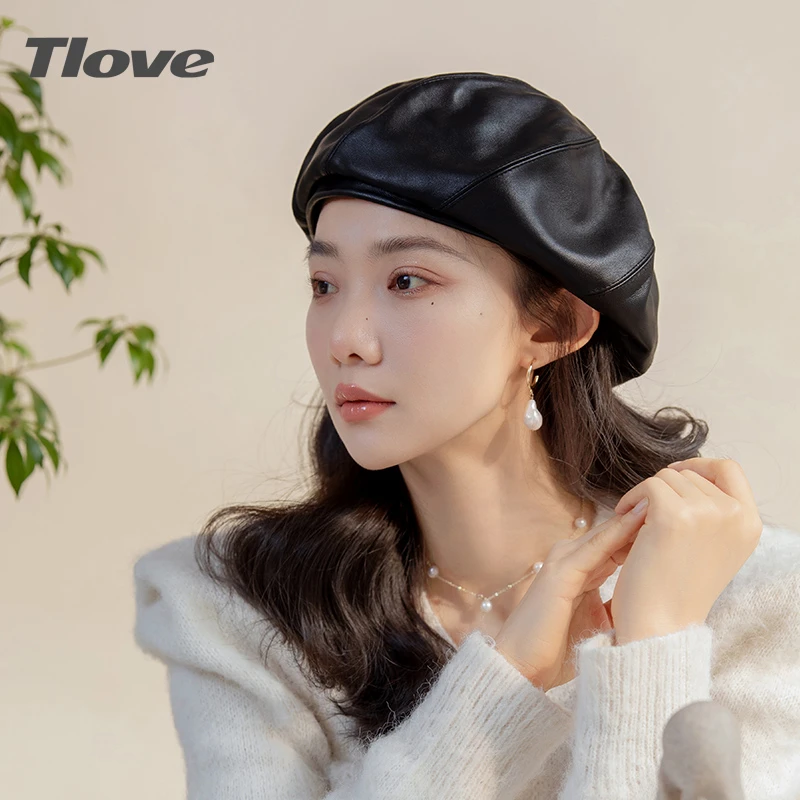 9433+tlove秋冬季新品八角贝雷帽女时尚洋气潮流百搭画家贝雷帽子