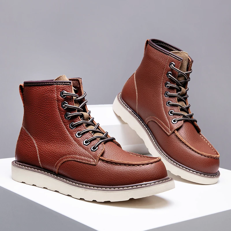 头层牛皮复古短靴2025秋冬季新款马丁靴男欧美风真皮男皮靴工装靴