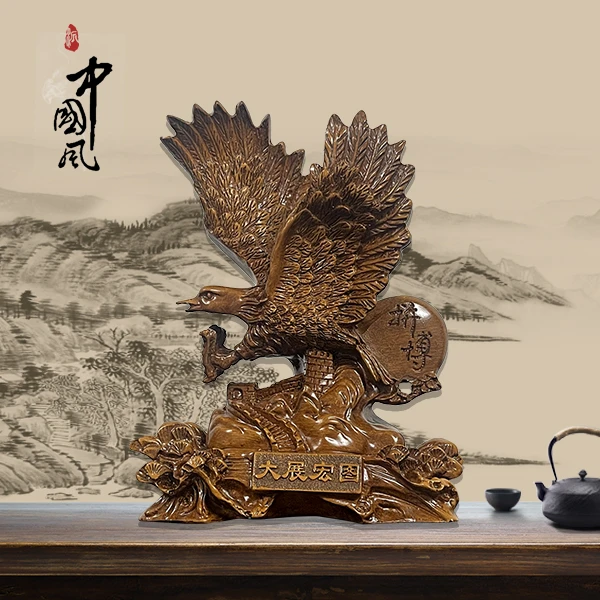大展宏图鹰(长17高23)新中式办公室摆件客厅装饰品乔迁开业礼品