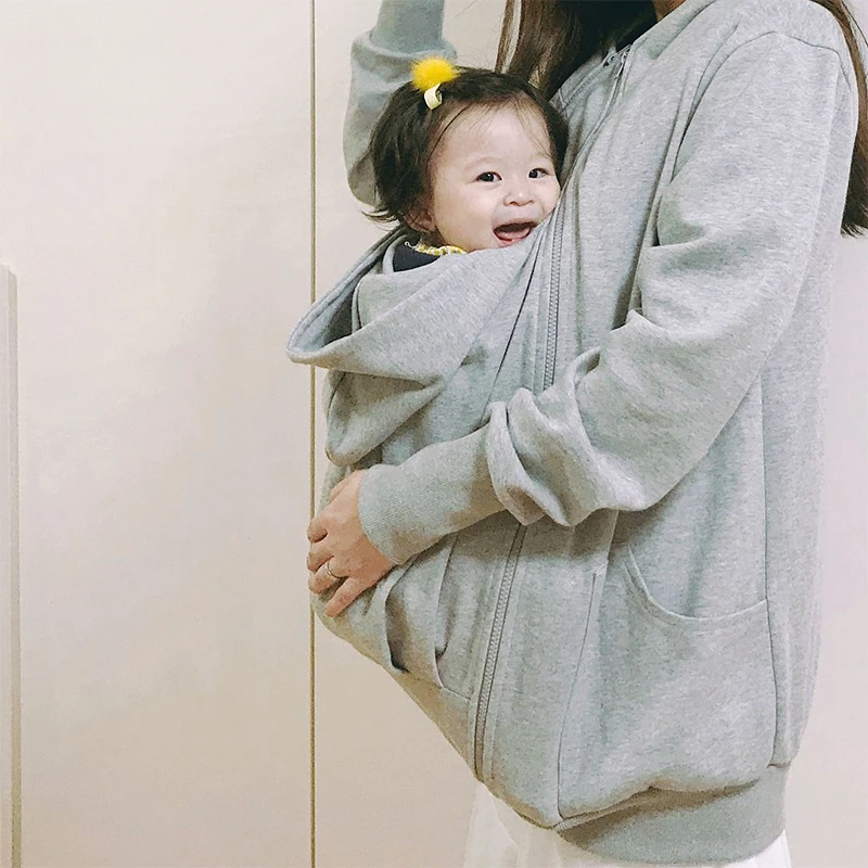袋鼠母子连体衣婴儿宝宝妈妈哺乳衣春秋装新生儿外出衣服外套卫衣