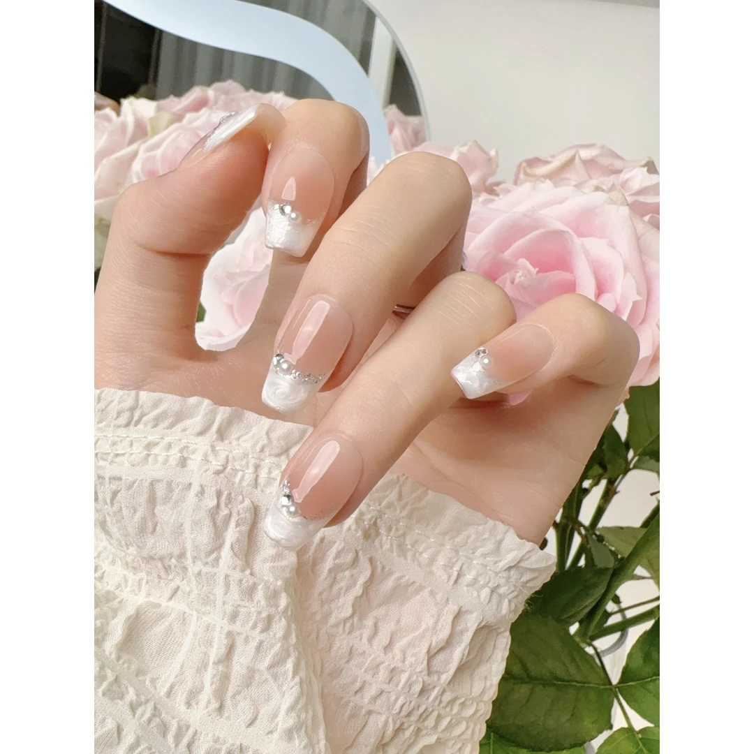 NAIYOUZHU【聆听橘海】纯手工穿戴甲美甲贴片纯欲风显白法式腮红