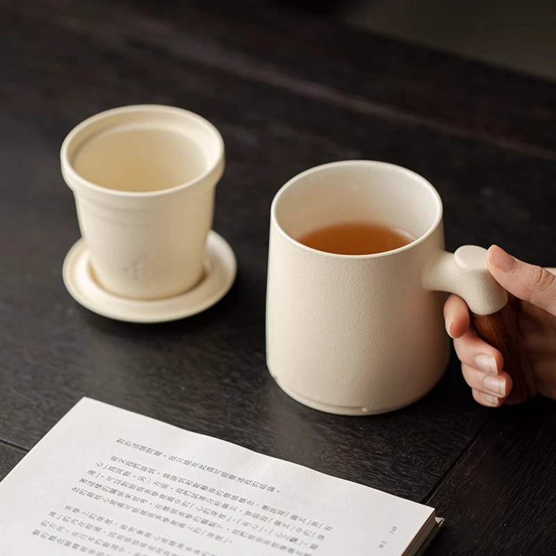 马克杯陶瓷水杯子家用情侣一对带盖咖啡杯茶杯茶水分离个人专用男