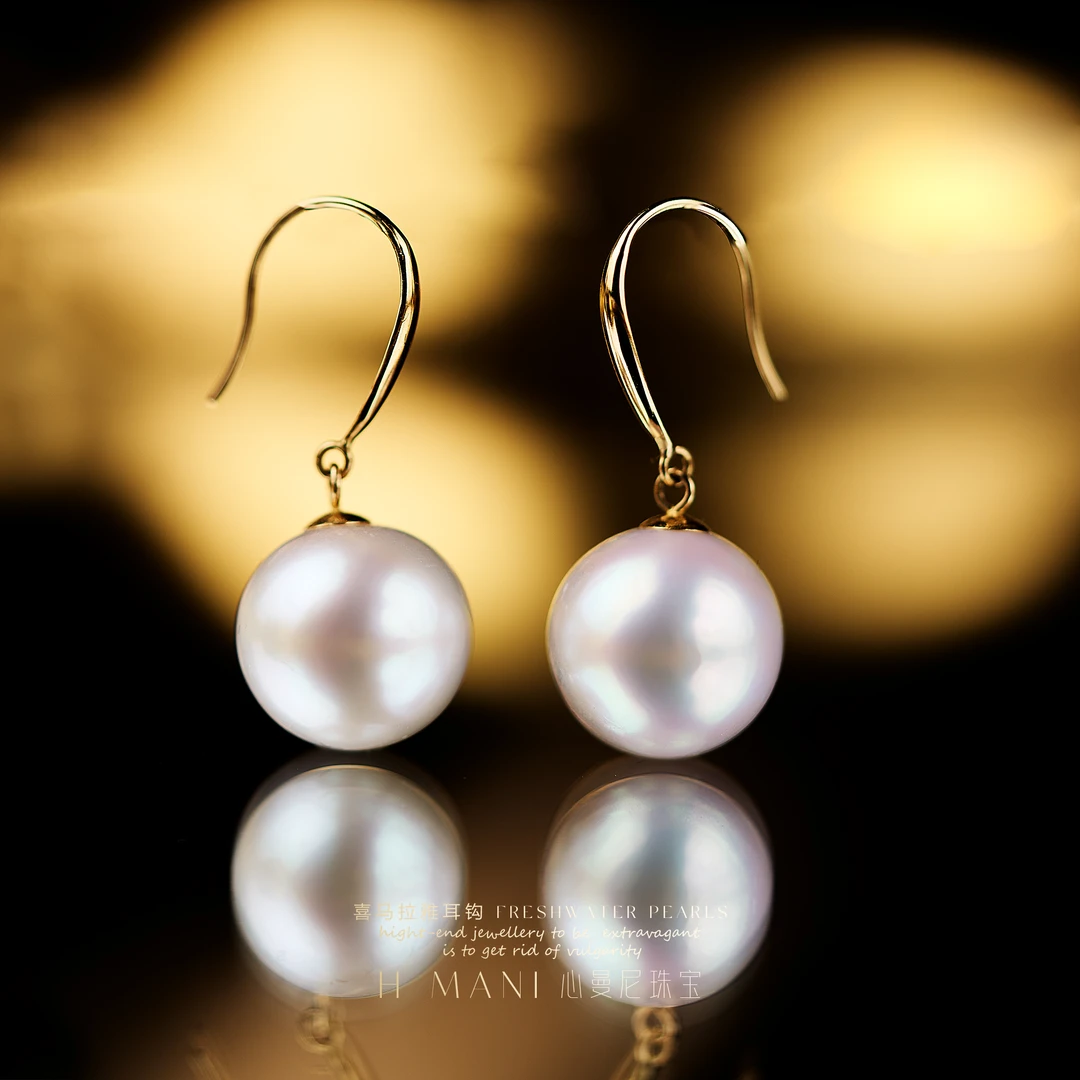 心曼尼【馨姐宠粉】H.MYMED0026 18K 淡水白珠耳钩11-12mm