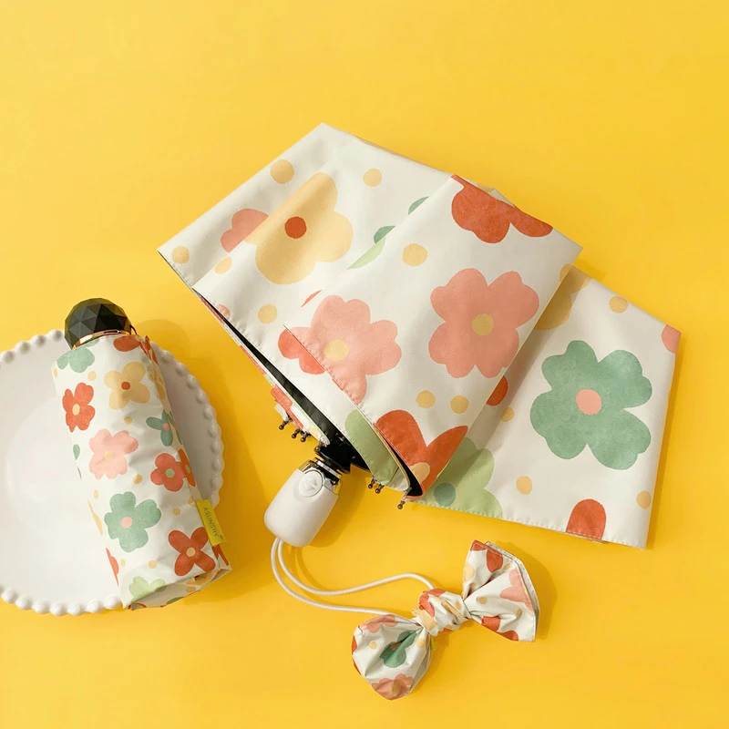 日系唯美全自动雨伞女ins风折叠晴雨两用黑胶太阳伞防晒防紫外线