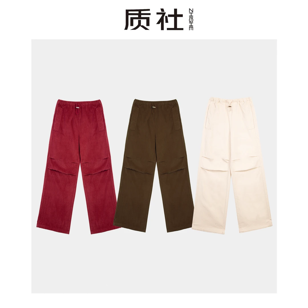 【秋季上新】工装风复古灯芯绒松紧腰无弹直筒裤A001