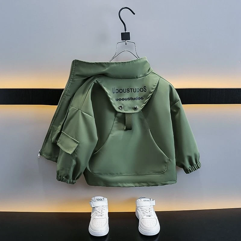 男童秋装外套2023新款儿童春秋款工装夹克宝宝秋季酷帅男孩外套潮